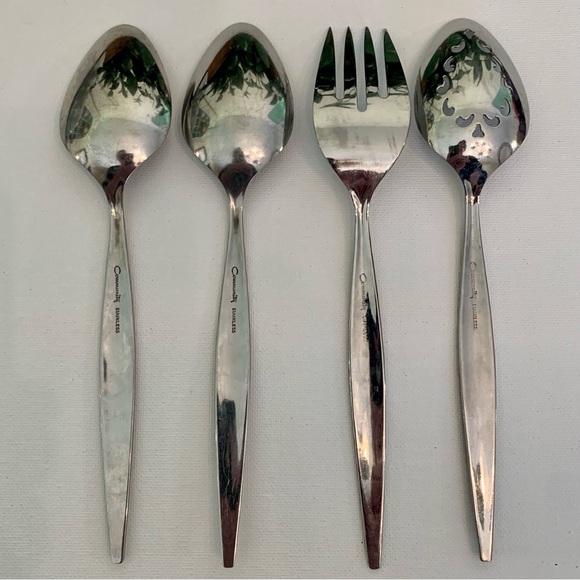 Oneida Community Venetia Stainless Flatware Serving Pieces Hostess Set Lot of 4 - Picture 2 of 9
